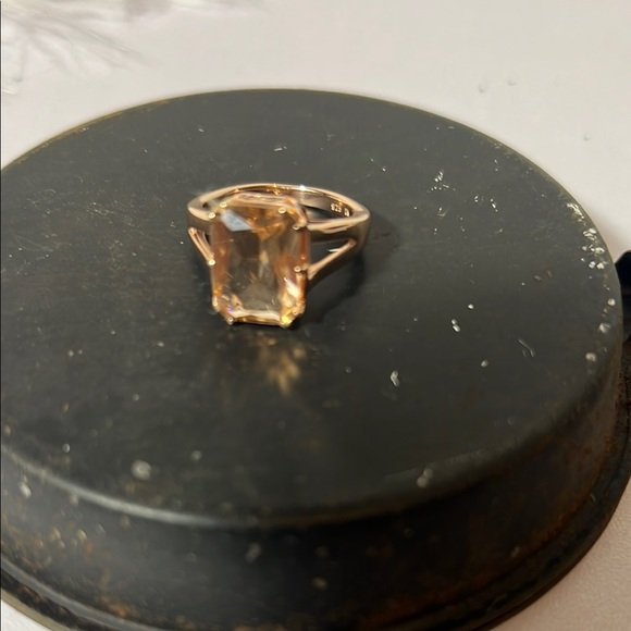Elegant 14k Rose Gold Ring over 925 Silver. Citrine Stone. WA427 - Picture 1 of 5